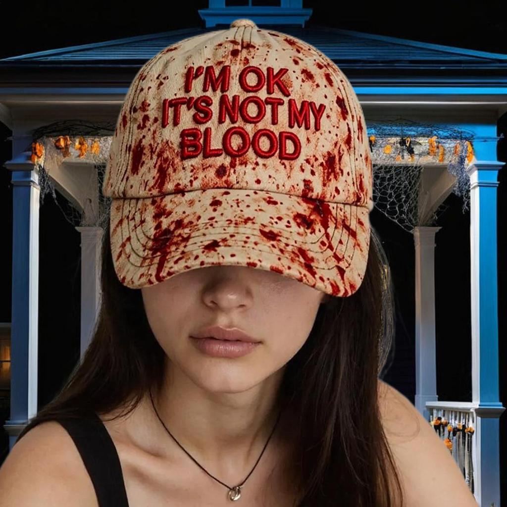 Halloween Baseball Hat Spooky Unisex Baseball Hat Horror Props For Holiday Party Ghost Night Cosplay Bonfire Photo Haunted House