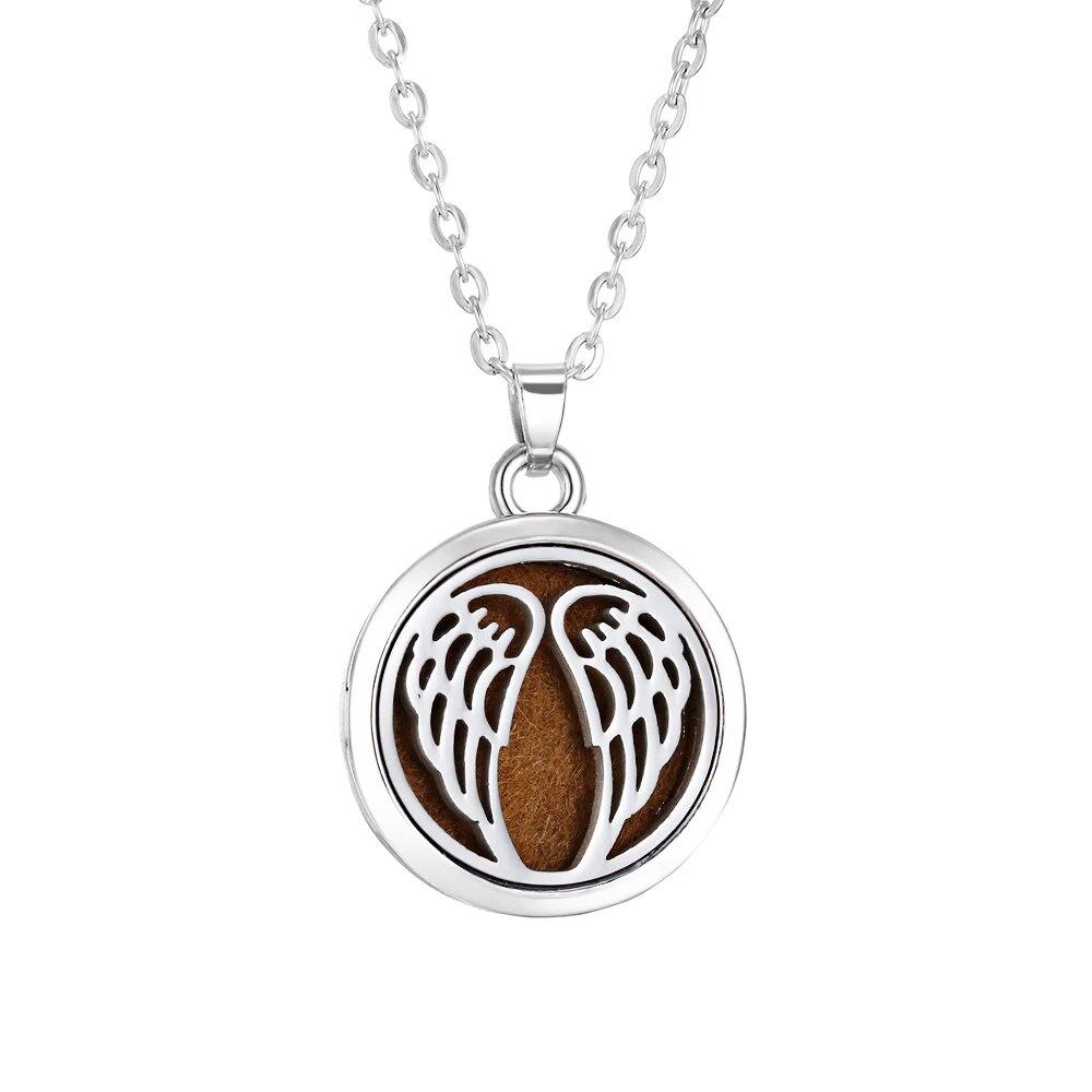 Stainless Steel Fashion Tree of Life Aromatherapy Necklace Essential Oil Diffuser Perfume Locket Pendant Women Jewelry Gift
