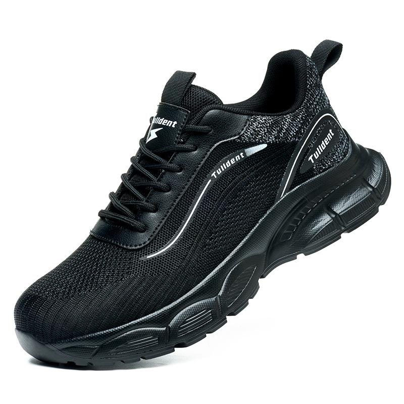 Mode Herren Freizeit Sport Sicherheitsschuhe Isolierend Anti-Quetsch- und Durchstichsicher Arbeitsschuhe Outdoor Atmungsaktives Mesh Schwarz Laufschuhe