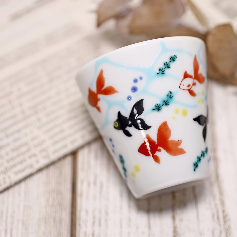 Kutani Ware Sake a Traditional Craft of the Hokuriku Features a Goldfish A Lucky Charm Sake Perfect for Storing or As a Decorative Ideal for and