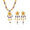 Sunflower Zircon Necklace & Earrings Set: European & American Style, Plum Blossom Design.