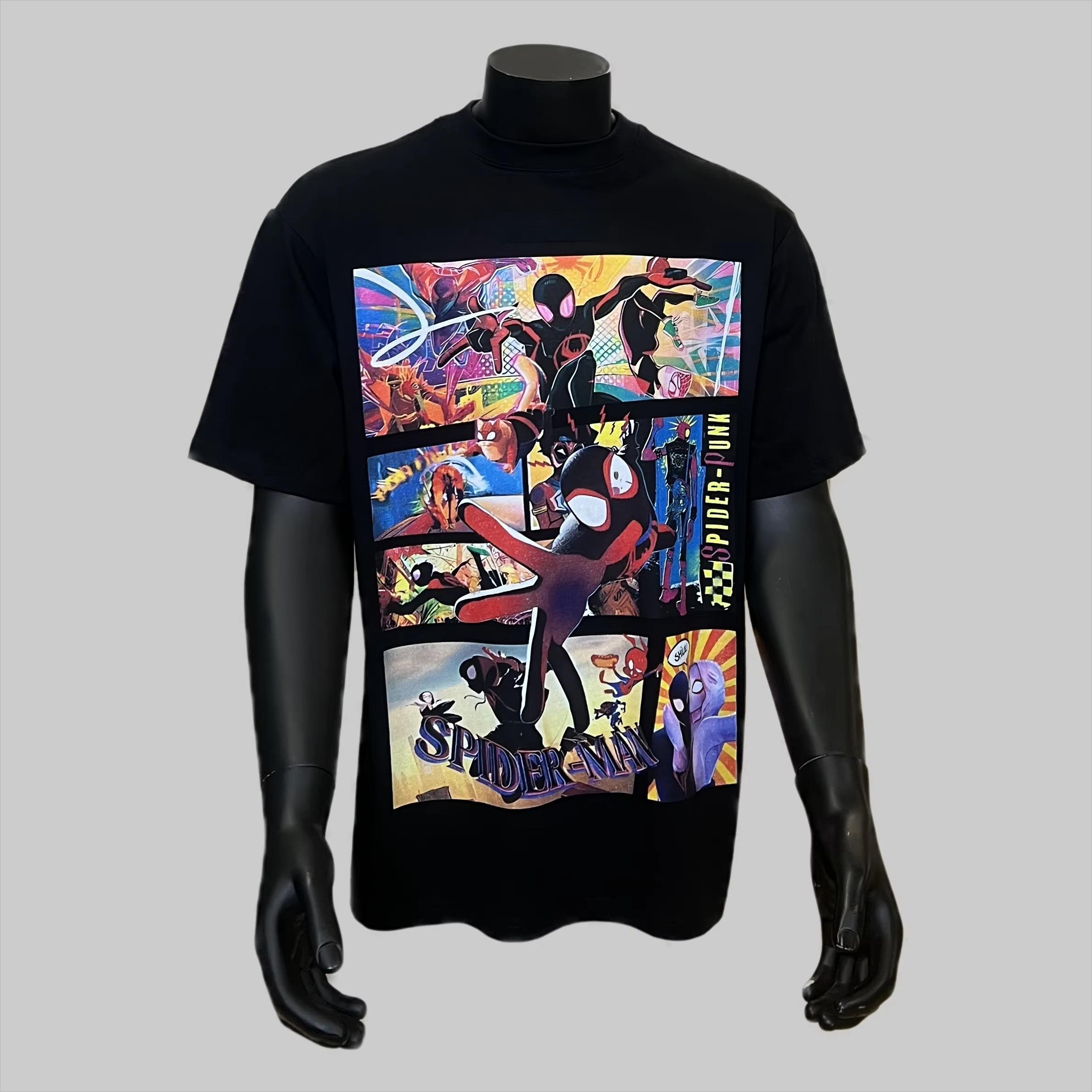 

Spider-Man American Character Design Sense Printed Letters Niche European T-shirt Short Sleeve Sport Autumn and winter innerwear 4XL