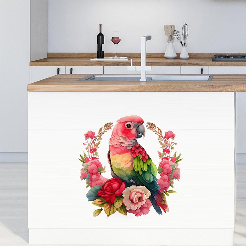 Hand Painted Parrot Wall Sticker For Home Decoration Waterproof Sticker Toilet Living Room Cabinet Refrigerator Home Decals M413