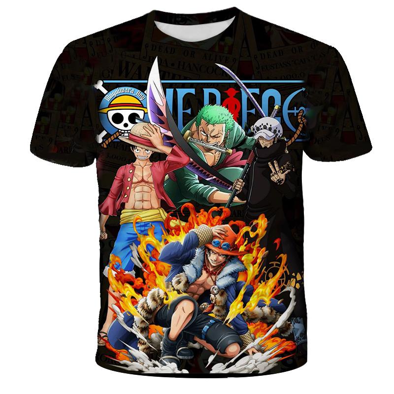 Anime One Piece Luffy Boy T-shirt CosPlay Short Sleeve Mens Cartoon Men's Top Loose Breathable Men's Casual Clothing