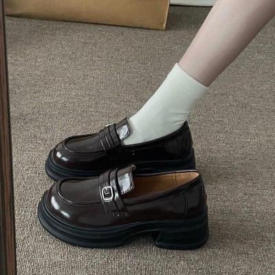 Retro Explosion Britischer Stil Erhöhte Plattform Kleine Lederschuhe Damen 2025 Herbst Neu Französische Ein-Pedal-Slipper