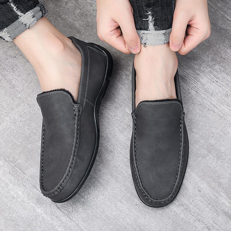Winter Men Casual Shoes Plush Warm Loafers Suede Luxury Brand Male Driving Shoes Light Comfort Slip-on Mens Lazy Shoes Moccasins