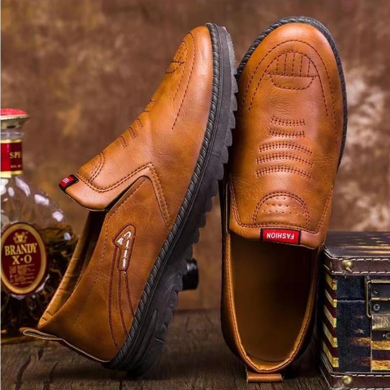 

Модная Новая Мужская Легкая Обувь Повседневные Удобные Балетки Легкие Лоферы на Мягкой Подошве Модная Универсальная Мужская Кожаная Обувь Zapatos Homme 39 коричневый