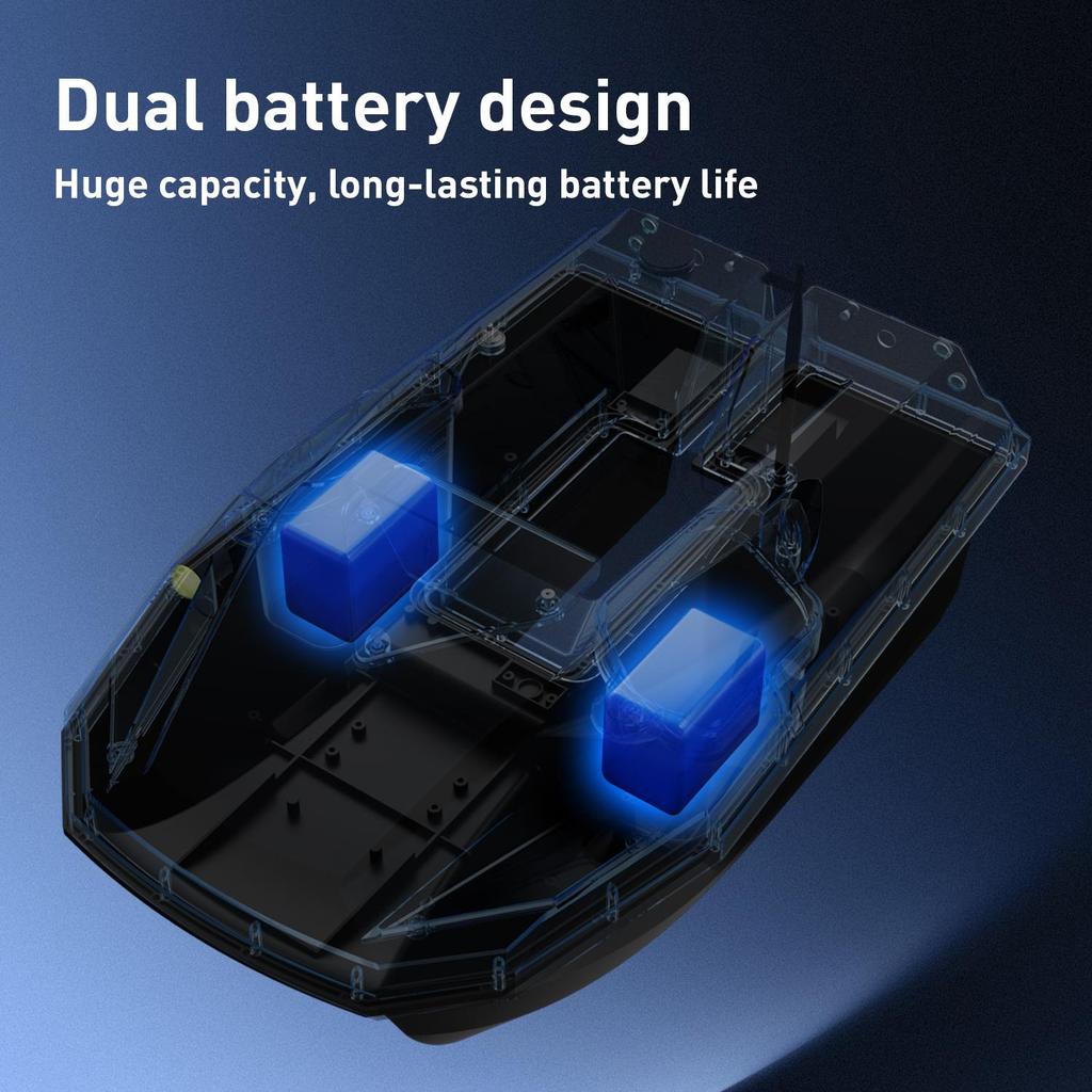 GPS Fishing Bait Boat LOKEEVAN D50B 590 Brushed Motor Dual 15600mAh Battery 2kg Load 500M Remote Control Night Light