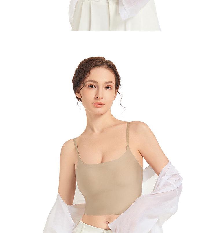 Seamless Ice Silk Spaghetti Strap Tank Top - Women's Slimming One-Piece with Beautiful Back Design