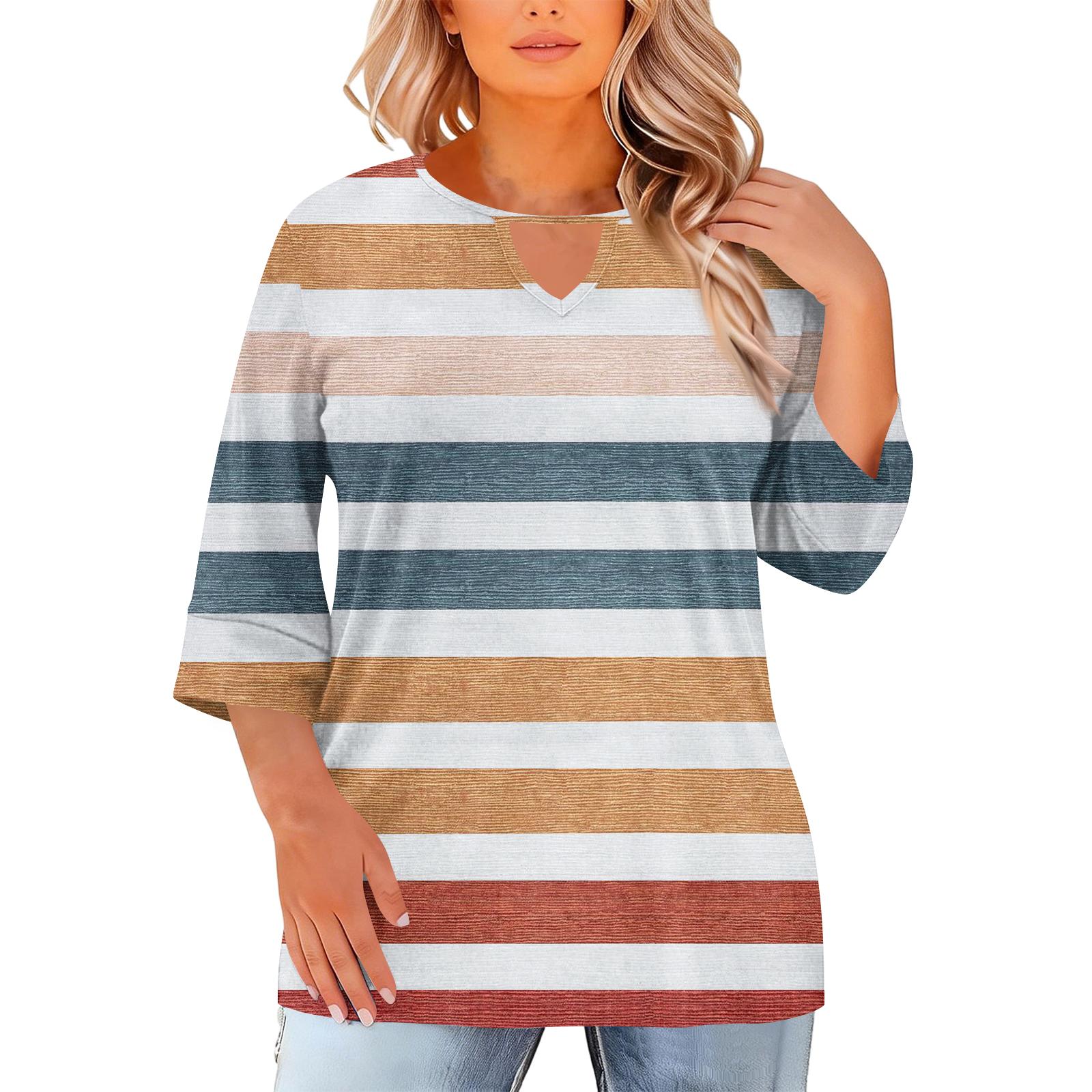 

Women s Fashion Casual Round Neck Three Quarter Sleeve Oversized Print Top XXXXL
