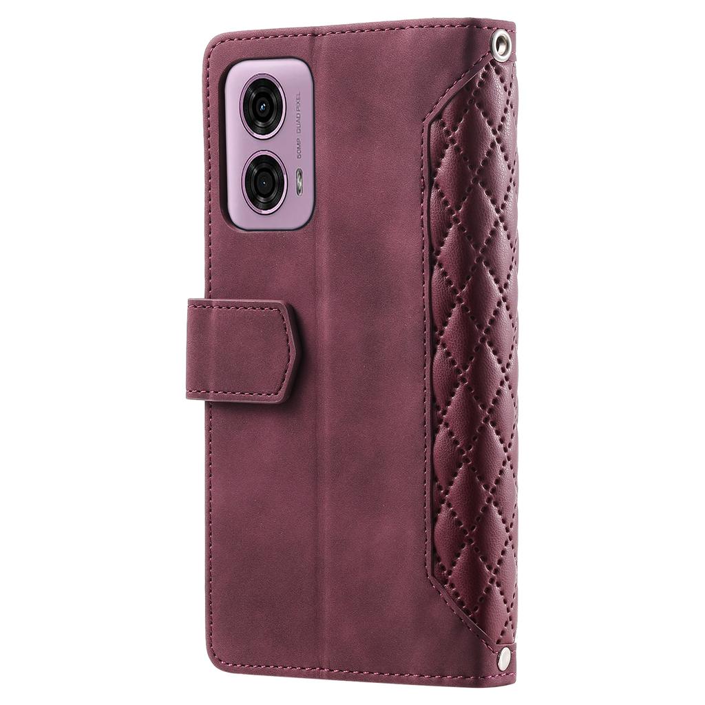 For Motorola Moto E14 4G/G04 4G/G04s 4G/G24 4G Case PU Leather Card Holder Zipper Pocket Phone Cover
