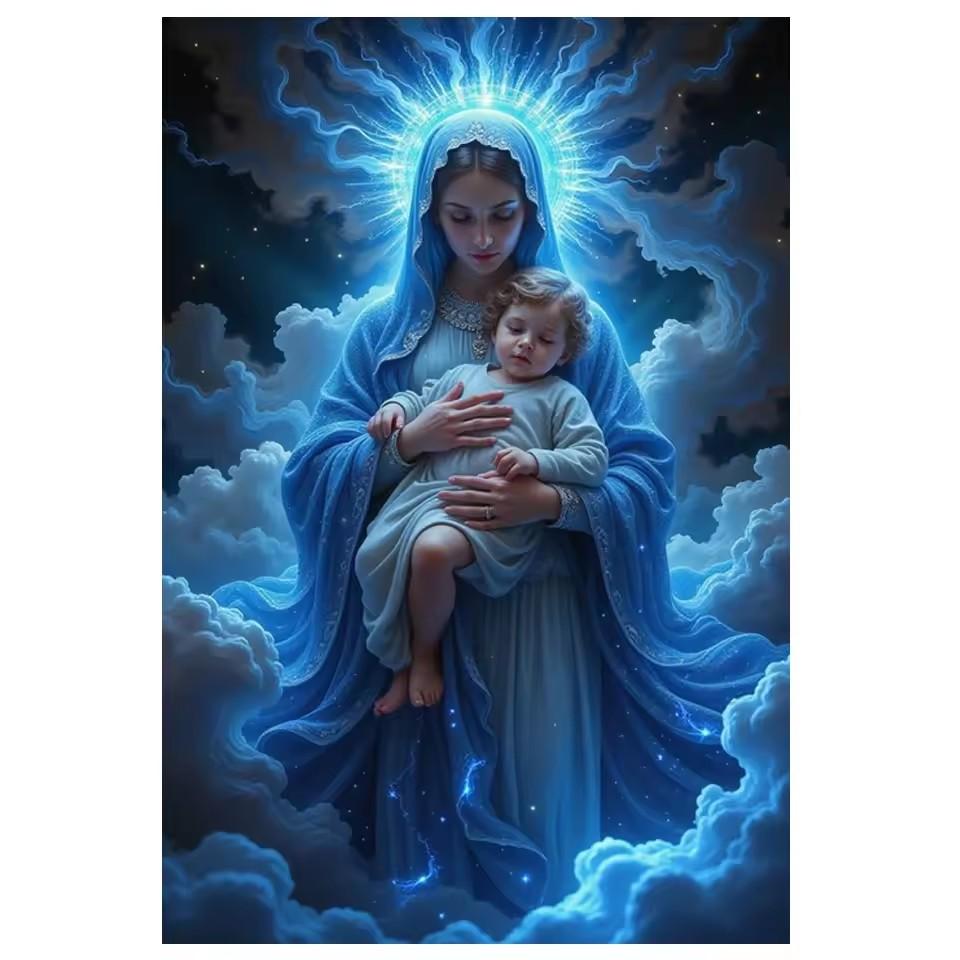 

5D Алмазная Живопись Искусство Сделай Сам Дева Мария Младенец Молитва Алмазная Вышивка Стразы Вышивка Крестом Мозаика Украшение для Дома Full Round 50x70CM