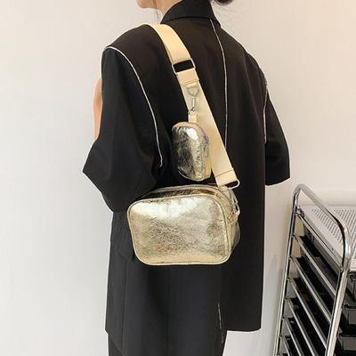 Petit sac à bandoulière en cuir PU doré pour femmes, Design de luxe, couleur unie, carré, mode, sacoches à coque