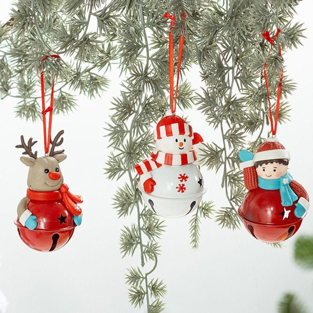 Cute Design Christmas Tree Hanging Bells Santa Claus Xmas Decor Cartoon Snowman Pendant  Festival