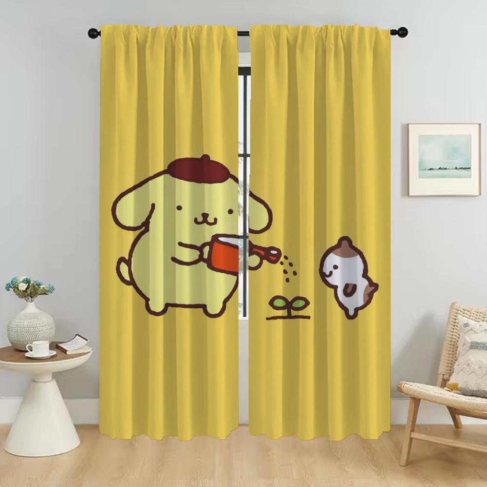 Curtains for Living Room Curtain P-Pompom Purin Tulle for Bedroom Halloween Decoration Shades Home Interior Curtains 2 Pieces