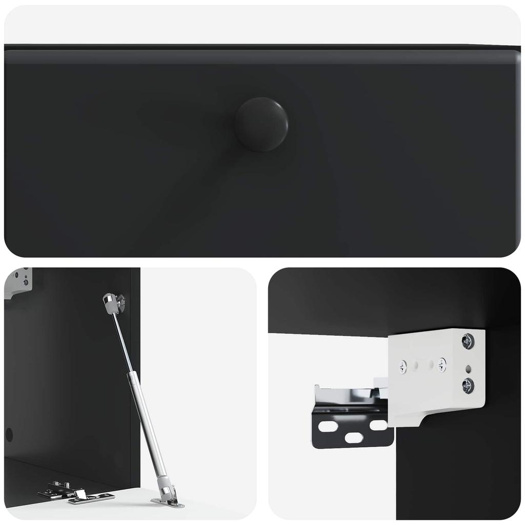 Wall Mounted TV Cabinet 59.5 X 31 X 30 Cm Black