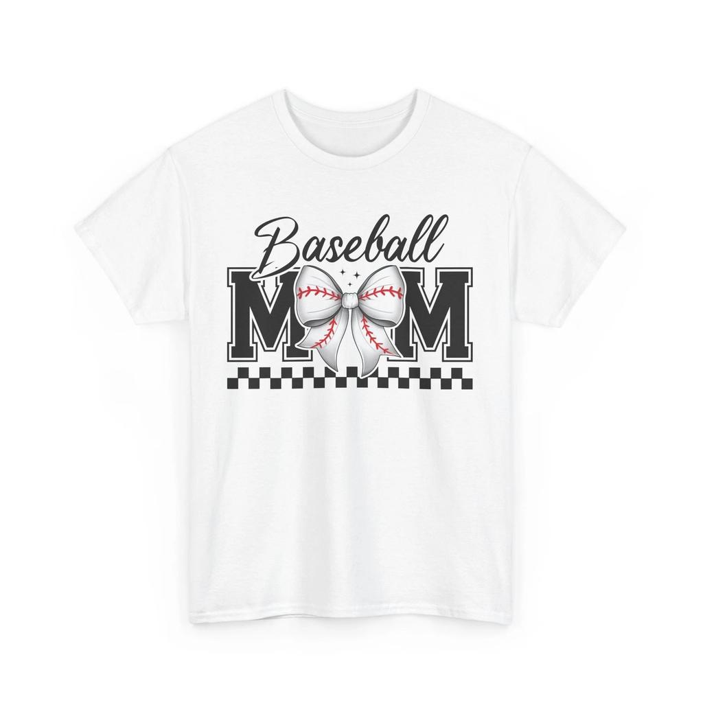 Baseball T-Shirt | Funny Baseball Fan Tee | Baseball Mama Bow Checkered