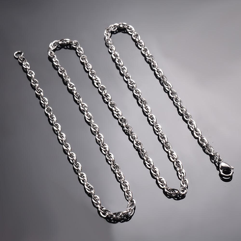 1 piece Width 3mm Stainless steel Double Cable Square Chain Men Women Necklace Jewelry Length 21-80cm