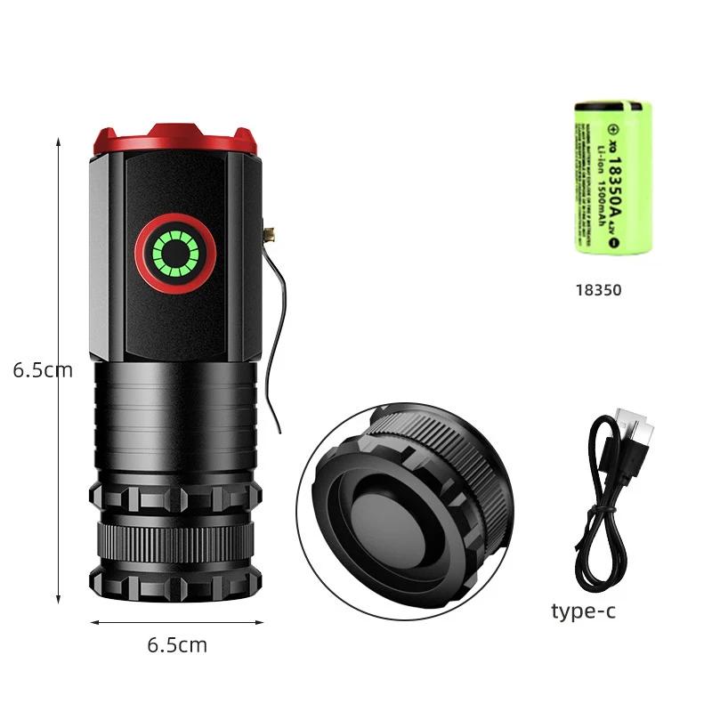 High Power Led Flashlights MINI Torch With 3 LED and Powerful Magnet Self-defense Lamp 5 Lighting Modes Bright Outdoor Lights