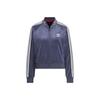 X FEIFEI RUAN Limited Edition Samt-Streifen-Trainingsjacke für Damen, Marineblau