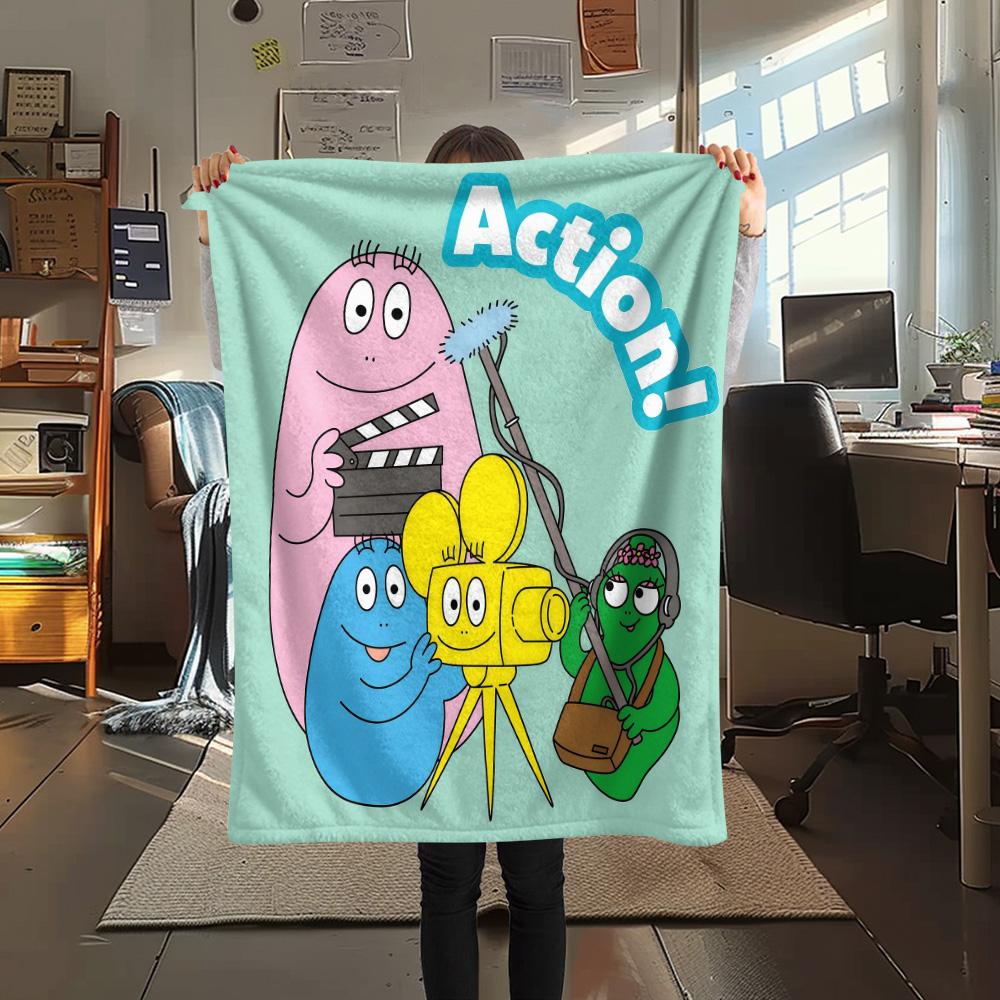 Barbapapa Flannel Blanket, High quality Comfortable for All Seasons, Home Decor, Warmth and Comfort