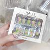Wear nail finished product wholesale sweet and gentle rose bow nail piece long fake nail nail patch U52