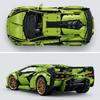 Green Supercar Building Blocks, Technic Racing Model with Gold Wheels, DIY Assembly Bricks, STEM Toy