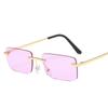 Stylish Latest Rectangle Sun Glasses For Ladies For Gents No Frame Small Sun Glasses Female Male Gafas De Sol Eye Glasses Glasses Shades UV400