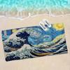 Japanese Wave Art Bath Towel Microfiber Soft Water Absorbing Breathable For Girl Kids Decorative Cartoon Beach Towel
