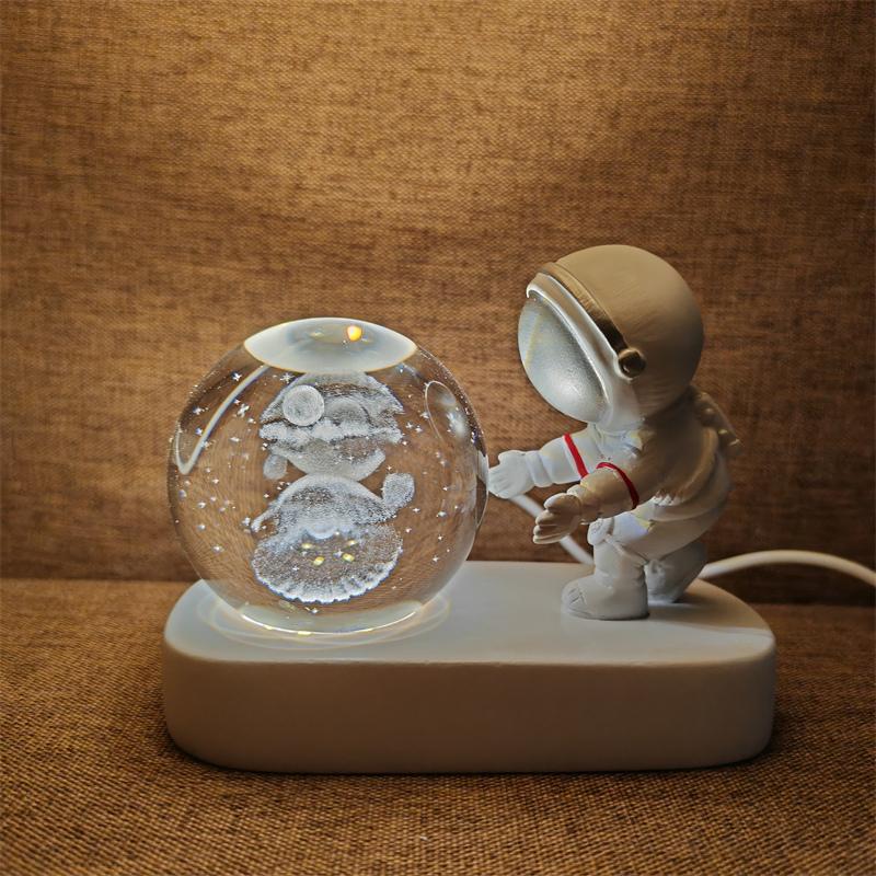 Astronaut Creativ 3D Minge de Cristal Led Lumină de noapte pentru Dormitor Copii Planetă Spațiu Lampă Sistem Solar USB Cadou de Crăciun pentru copii