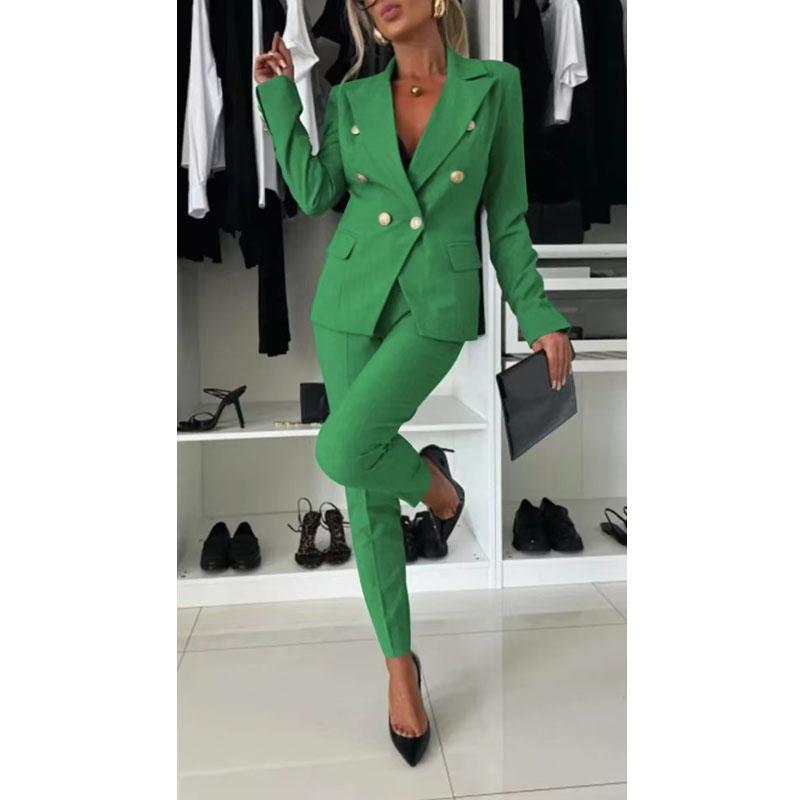 Women's Business Blazer Pant Suit Dressy Blazer Jackets High Waisted Pants Set Two-Piece Formal Outfit for Work Office