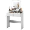 Storage Dressing Table, with LED Light Mirror - White