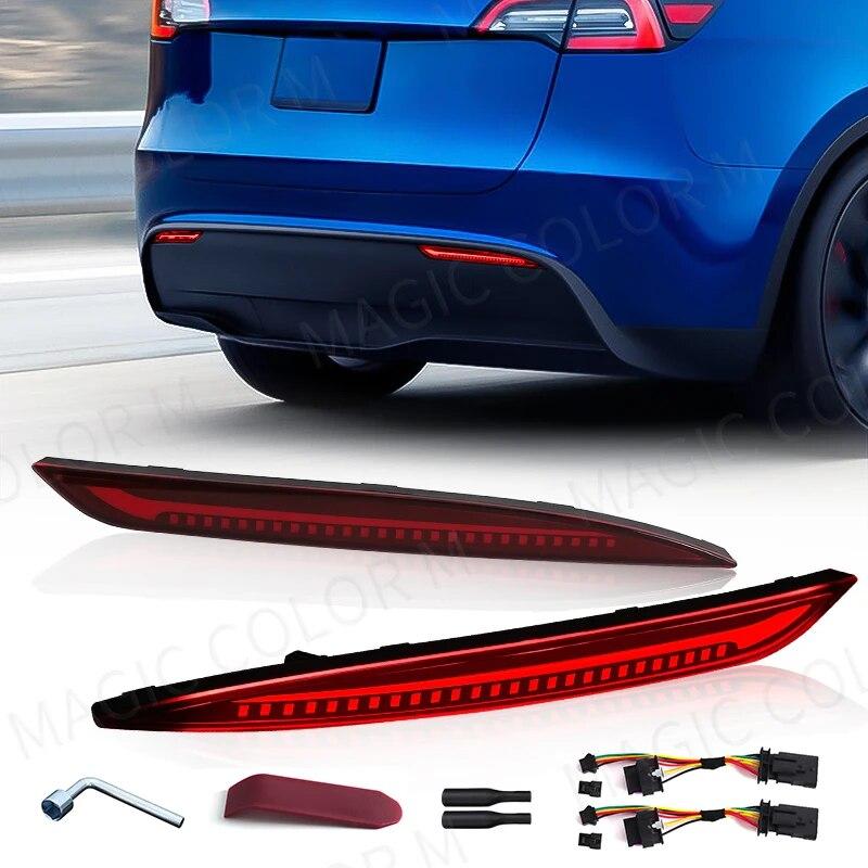 For Tesla Model 3 Model Y 2018     2023 Led Rear Bumper Reflector 3 Functions Brake Light Dynamic Turn Signal