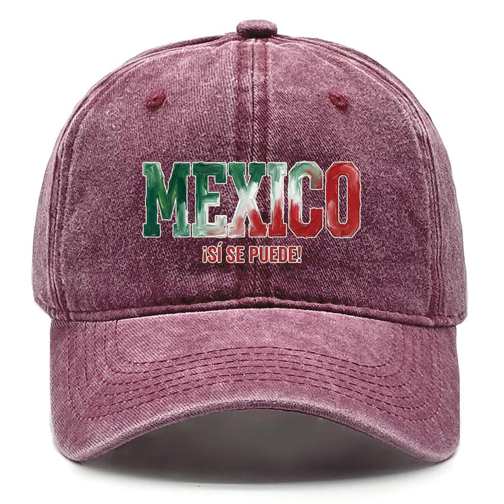 "MEXICO" "SI SE PUEDE" Flag Printed Snapback Baseball Cap , Adjustable Baseball Hat Lightweight Inelastic Fashion Unisex Dad Hat