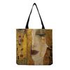 Women Vintage Linen Tote Bag - Large Capacity Print Shoulder Handbag for Casual & Grocery Shopping KTB
