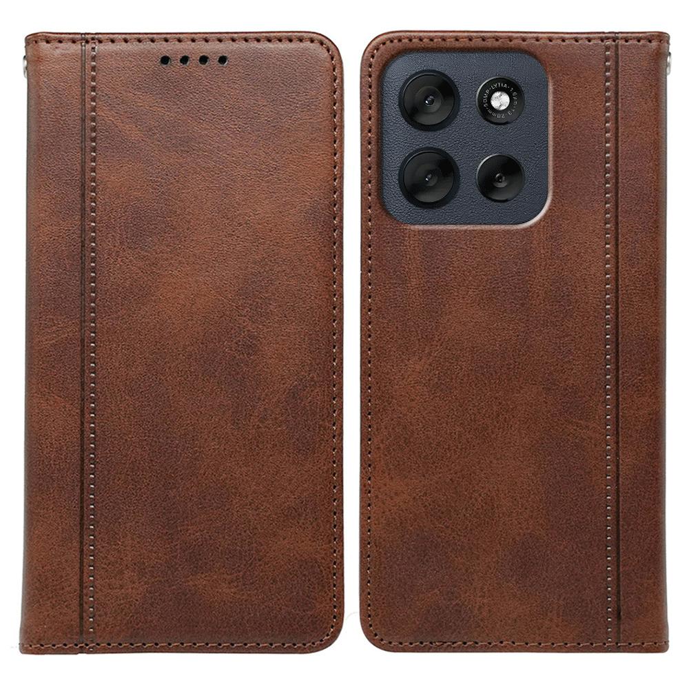 For Motorola Moto G56 5G Case Hidden Magnetic Closure Calf Texture Leather Phone Cover