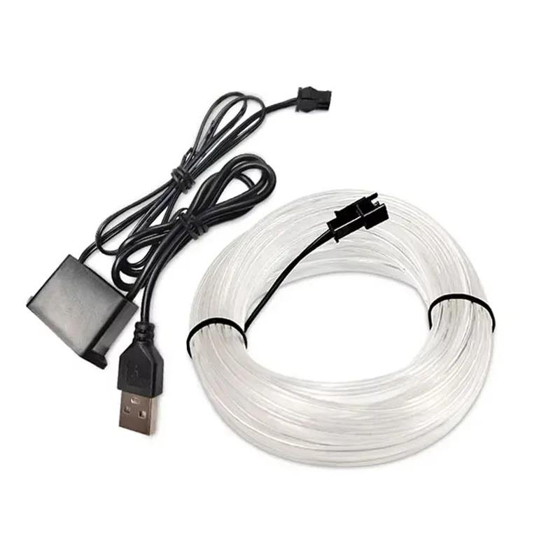 Car Interior LED EL Neon Strip USB Flexible Ambient Light, 3M/5M Optional DIY Atmosphere Lamp for Auto Interior Decoration