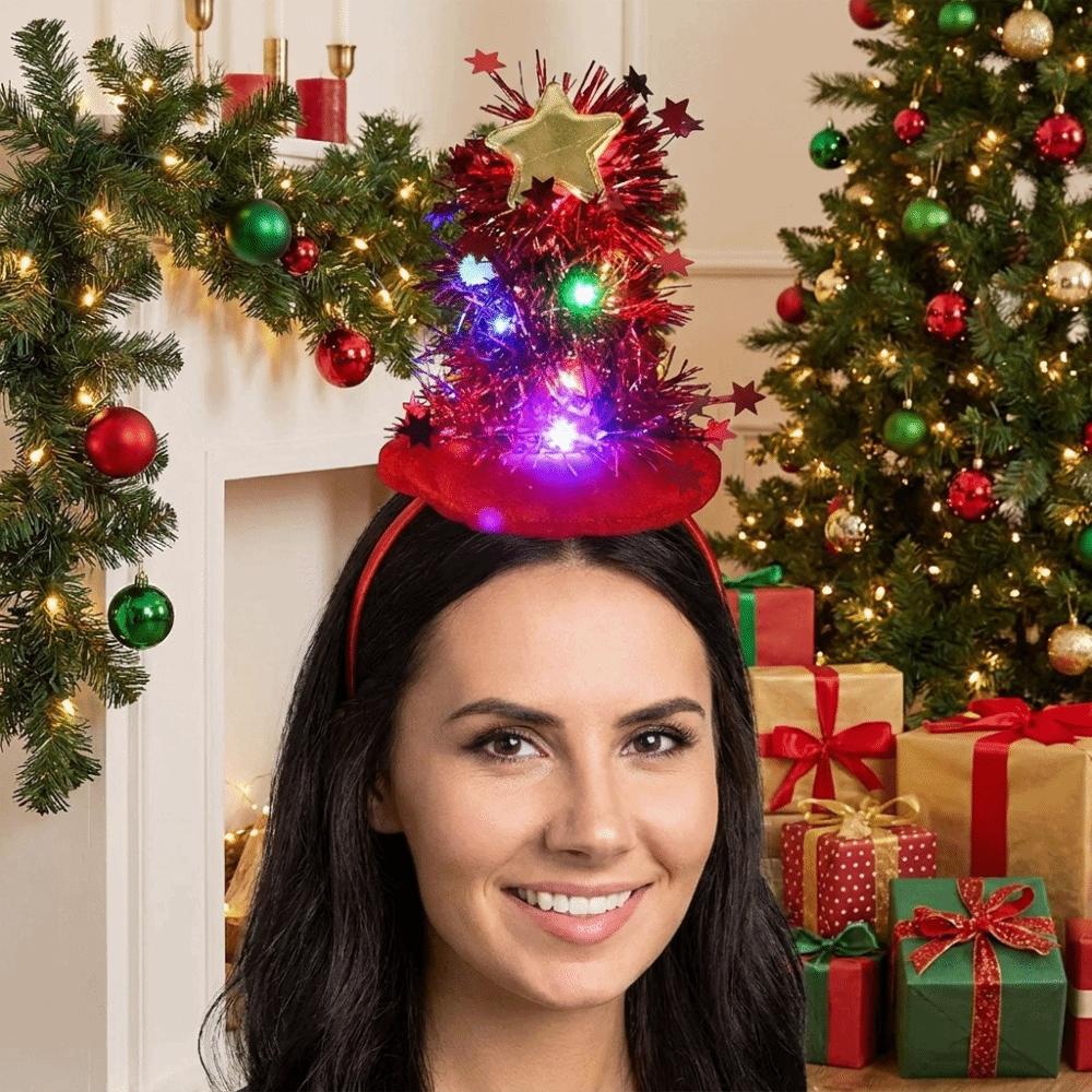Vibrant Colors Xmas Hair Hoop Star Holiday Headwear Christmas Tree Headband  Adult Women