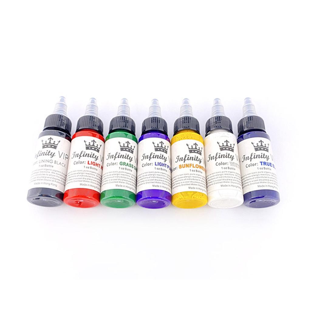 30ml Tattoo-Tinten 7 Farben Natürliche Pflanzen Tatto Pigment Tinten Set für Körper Augenbrauen Eyeliner Lip Tattoo