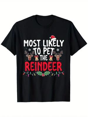 Najprawdopodobniej pogłaszcze renifera - Unisexowy świąteczny t-shirt graficzny Q2345