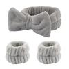 1/2/3pcs Bow Headband Wristband Set Towel Elastic Soft Washing Face Shower Make Up Yoga Sports Skincare Headband For Women Girls