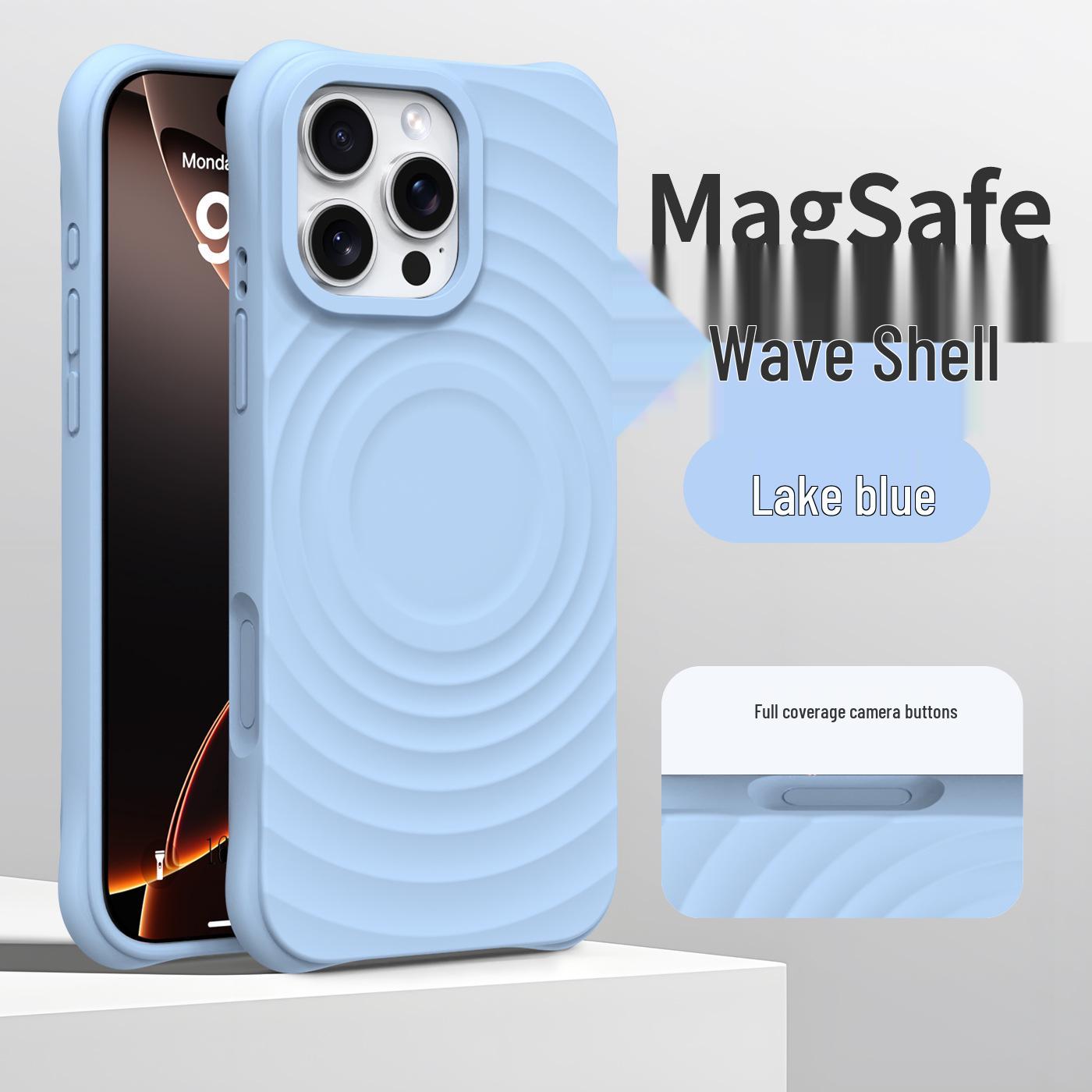 

Compatible iPhone 17 Pro Max Magnetic Silicone Phone Case - Shockproof, Solid Color, Wave Design iPhone 13 Pro Max