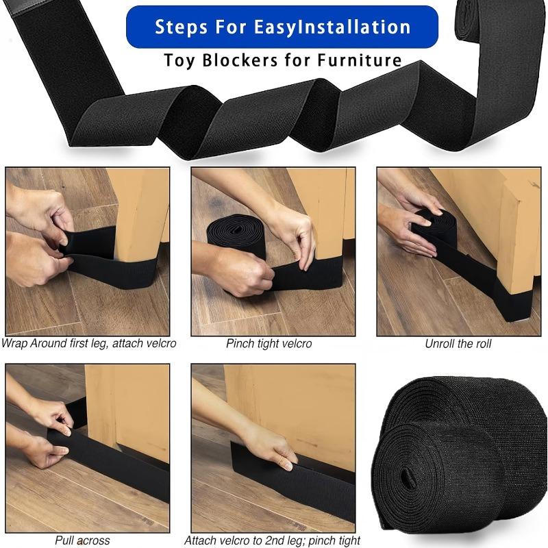 Under Bed Blocker for Pets 300 x 12cm with Black Zip Ties Under Couch Blocker Bed Barrier for Dogs Cats Pets Puppy Furniture Bottom, Black