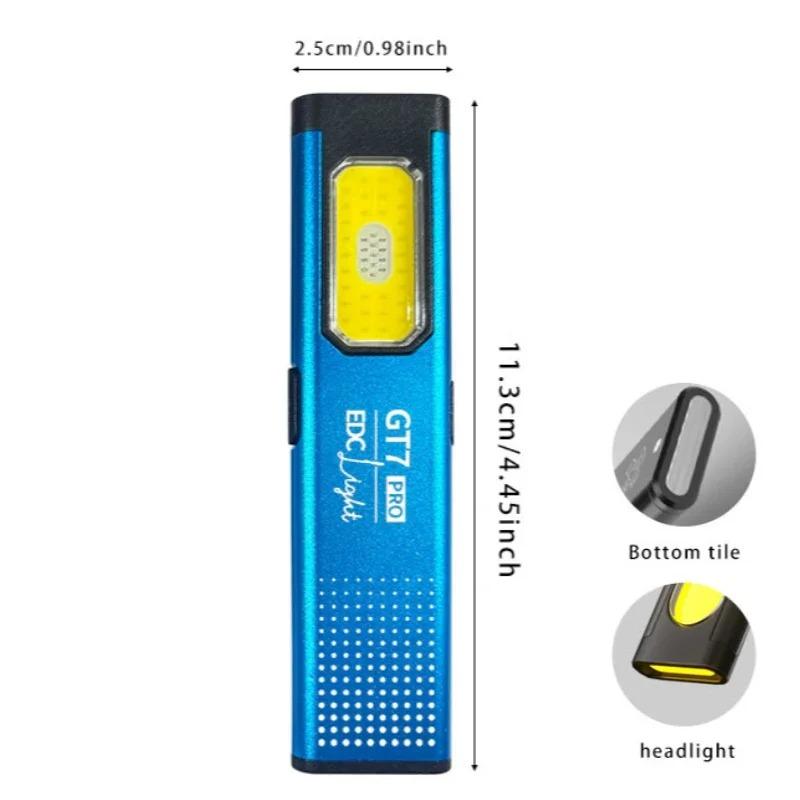 Magnetic Work Light 5 Light Modes 32g Ultra Lightweight EDC Portable Clip On ST7 PRO Flashlight for Outdoor Repair with Silicone Switch Magnetic Base
