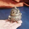 Vintage Brass Xianglong Desktop Ornament Relief Dragon Pattern Double Ears Four Legs Sandalwood Incense Burner Ol