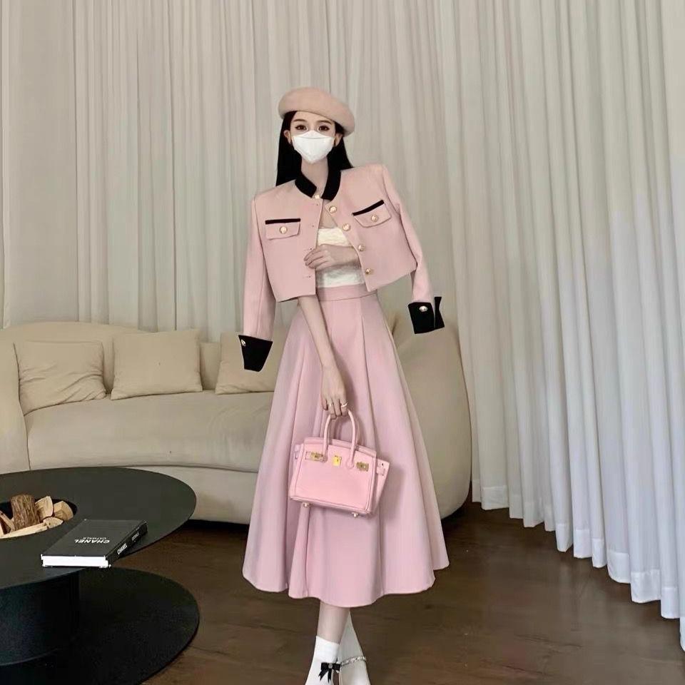 2024 Autumn/Winter French Style Socialite Suit: Short Jacket & Skirt Set for Women