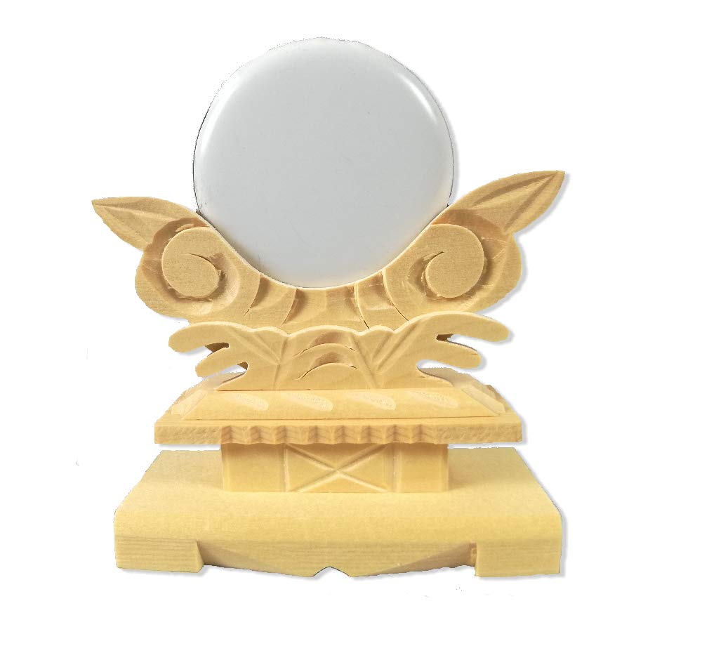 1.5-inch Shinto mirror stand with metal mirror, 8.5cm high, 4.5cm diameter mirror, perfect for Shinto altars and shrines...