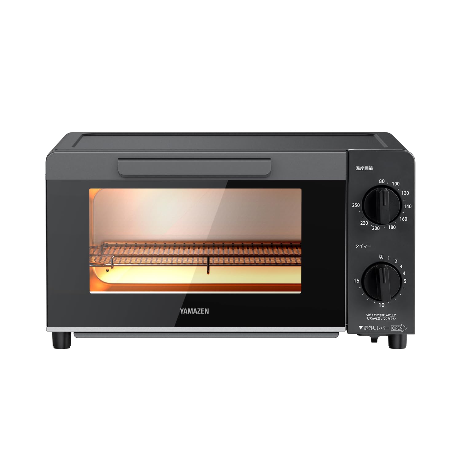 

Toaster Oven Toaster Toast 4 Pieces Bread 18 Level Temperature Adjustment Timer Function 1400W Mesh Grill with Saucer Black [Yamazen] YTX-WC140(H)