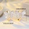 White Zircon Full Stone Cute Butterfly Hoop Earrings For Women Vintage Gold Color Ear Buckle Wedding Jewelry Versatile Gifts