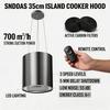 SNDOAS 35cm Ilha Coifa Circulação de Ar 700 m³/h 3 Velocidades 5 Min Pós-cozimento LED Filtro de Carvão Ativado Controle Remoto silenciosa A+ UE